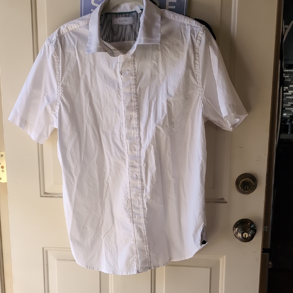 Five Four Men's White Casual Button Down Shirt
